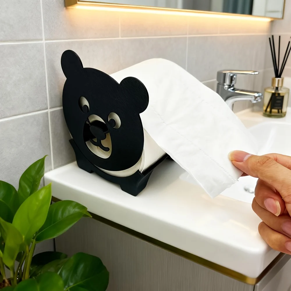 

3Dprinted teddy bear paper holder with teddy bear design filling the bathroom with a sense of healing practicality and aesthetic
