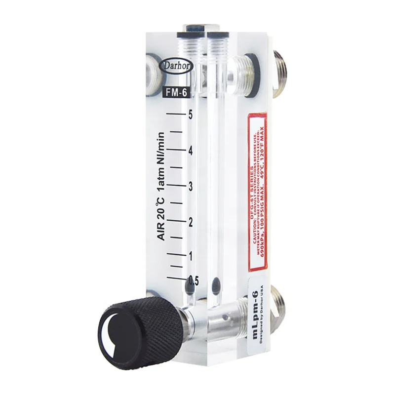 Darhor direct sale 0-10L/min gas flow meter OEM 6mm adjustable argon nitrogen rotameter lab air flow meter