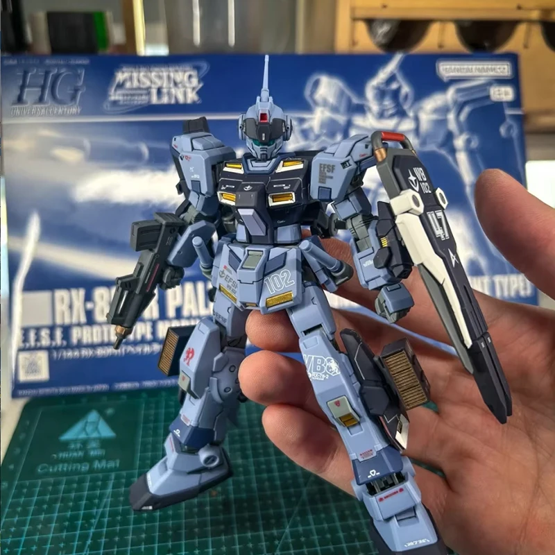 Bandai HGUC 1/144 RX-80PR Pale Rider Land-Combat tipo Mecha modelo Kit-figura de acción de ensamblaje de equipo pesado para niños juguete para regalo