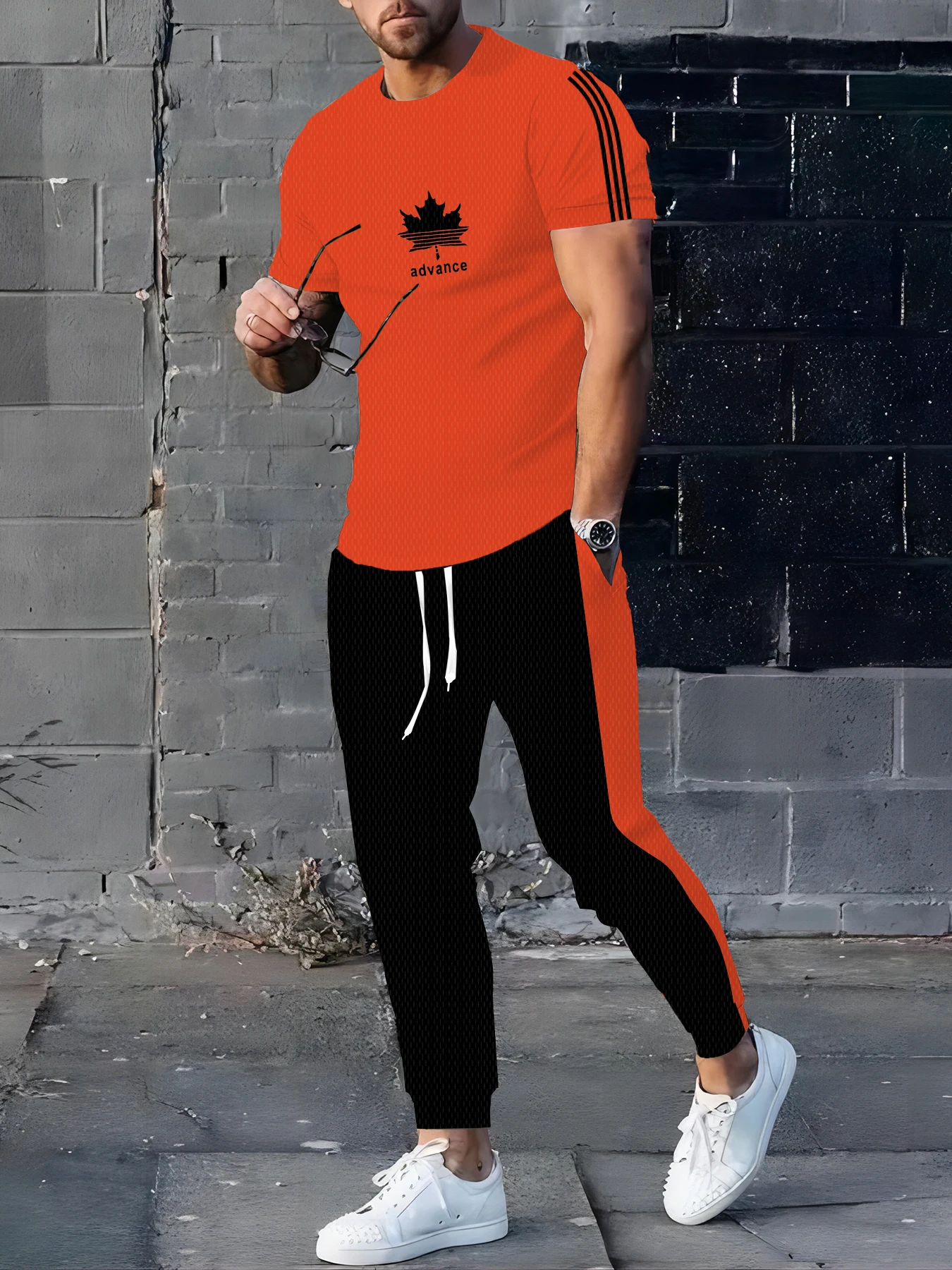 

The Summer new men's suit is a casual and fashionable letter-printed outdoor gradient men's wear