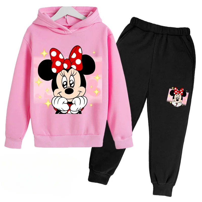 New Mickey and Minnie Cartoon Hoodie and Pants Suit Kids Boys Girls Spring Autumn Children's Hoodie 2 Pcs Sets Baby Kids Clothes