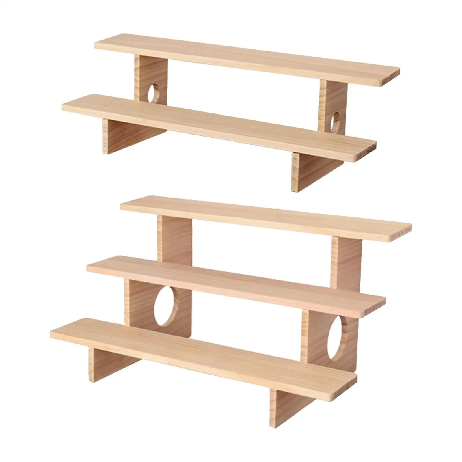 Wooden Display Riser Stand Multifunctional Exhibition Stand Step Ladder Lightweight Dessert Holder for Makeup Figurine Toy