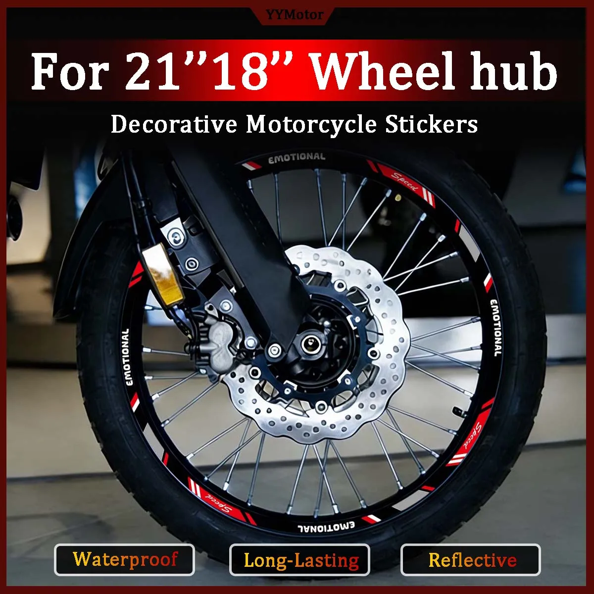 

Front 21'' Rear 18'' Reflective Motorcycle Wheel Hub Stickers Moto Bike Body Decor Vinyl Accessories Decals For Tenere 700 450MT