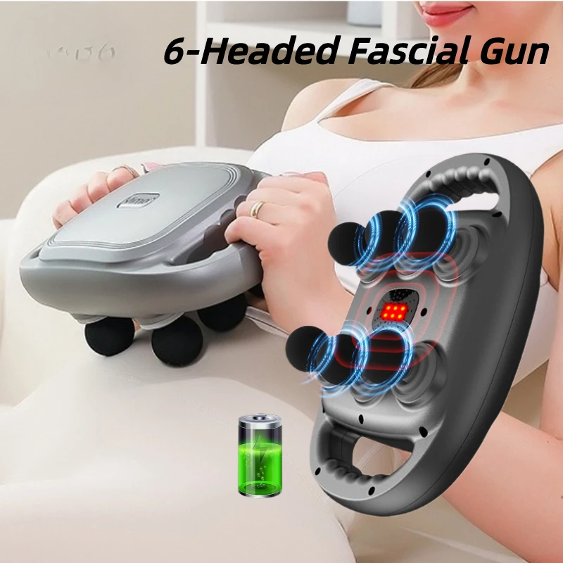 Newest 6-Head Fascial Gun Handheld Deep Tissue Percussion Massager Gun Professional Muscle Massage High frequency Vibrate Relax