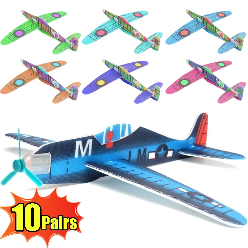 1/10Pcs 3D Foam Aeroplane Children DIY Hand Throw Flying Glider Planes Foam Aeroplane Model Toy Game Party Bag Fillers Kids Gift