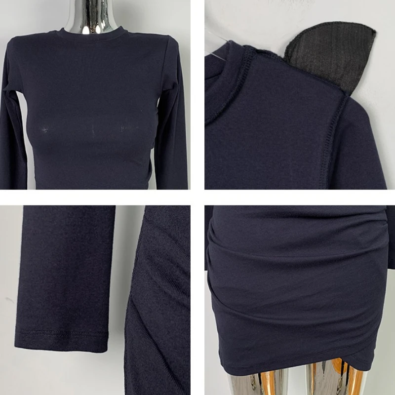 เดรสสั้นรัดรูปแขนยาว ผ้ารุ้ง ดีไซน์เซ็กซี่ สไตล์สตรีทแวร์ สำหรับงานปาร์ตี้ คอลเลคชั่นฤดูใบไม้ผลิ/ฤดูร้อน 2026 คอทรงโอ ทรงเข้ารูป