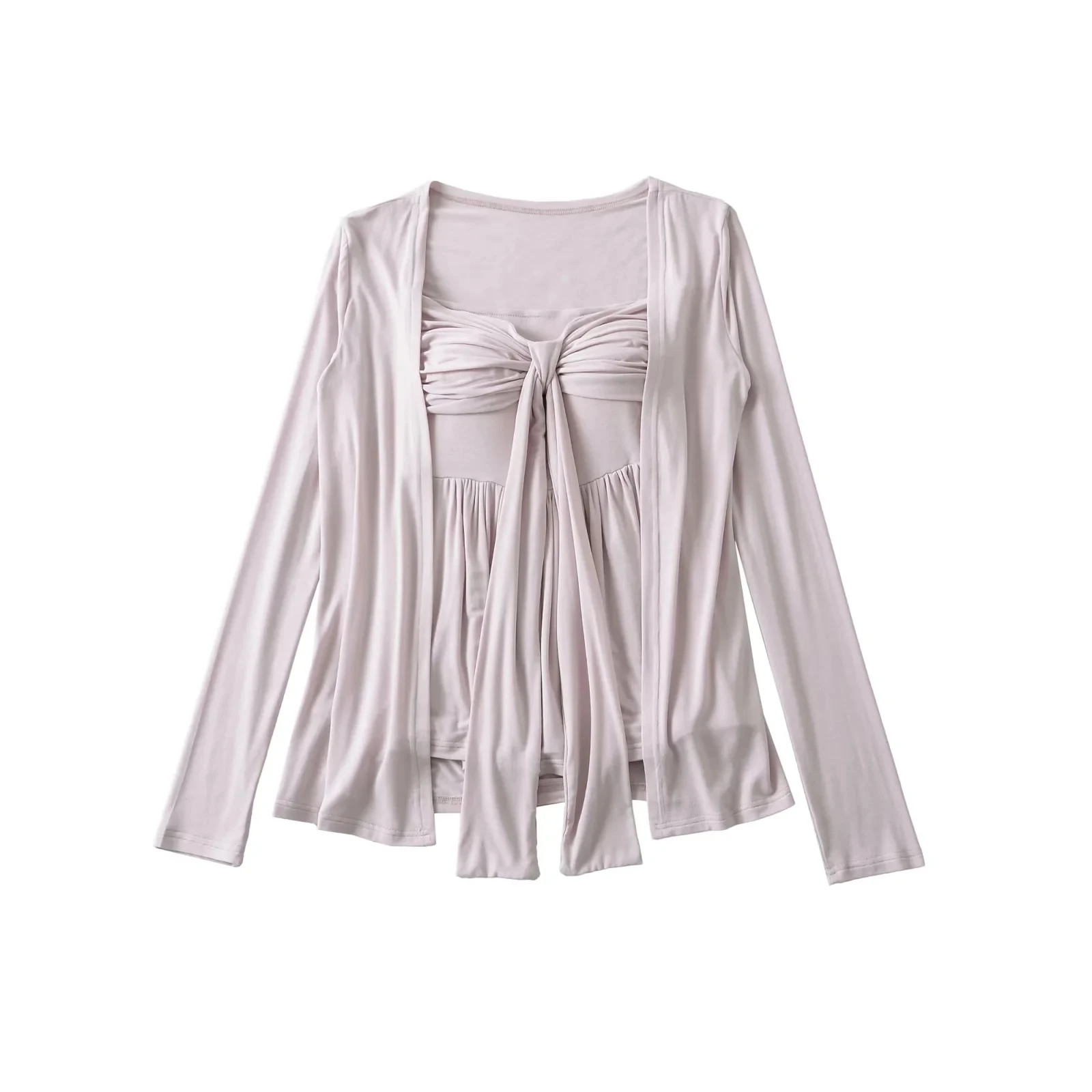 الوردي سترة سترة المرأة التخسيس مجموعة الكورية Sle طويلة Sve منتصف طول لباس غير رسمي للفتيات الصغيرات موسم الخريف