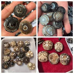 1pcs/lot Natural Agate Cleverly Carved Eye Pendant animal Skulls Vajra Flower rudder Personality amulet Ethnic style