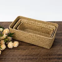 Natural Seagrass, Storage Baskets, Bathroom Tool, Cosmetic Clothes, Laundry Organizer, Home Decoration Wicker Storage Basket,