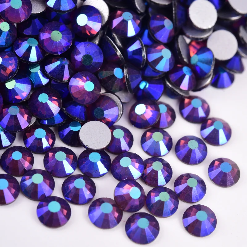 SS3-SS30 Dark Amethyst AB Nail Art Rhinestine Flatback Glitter Glass Non Hotfix Rhinestone Glitter Strass for Nail Art H0036