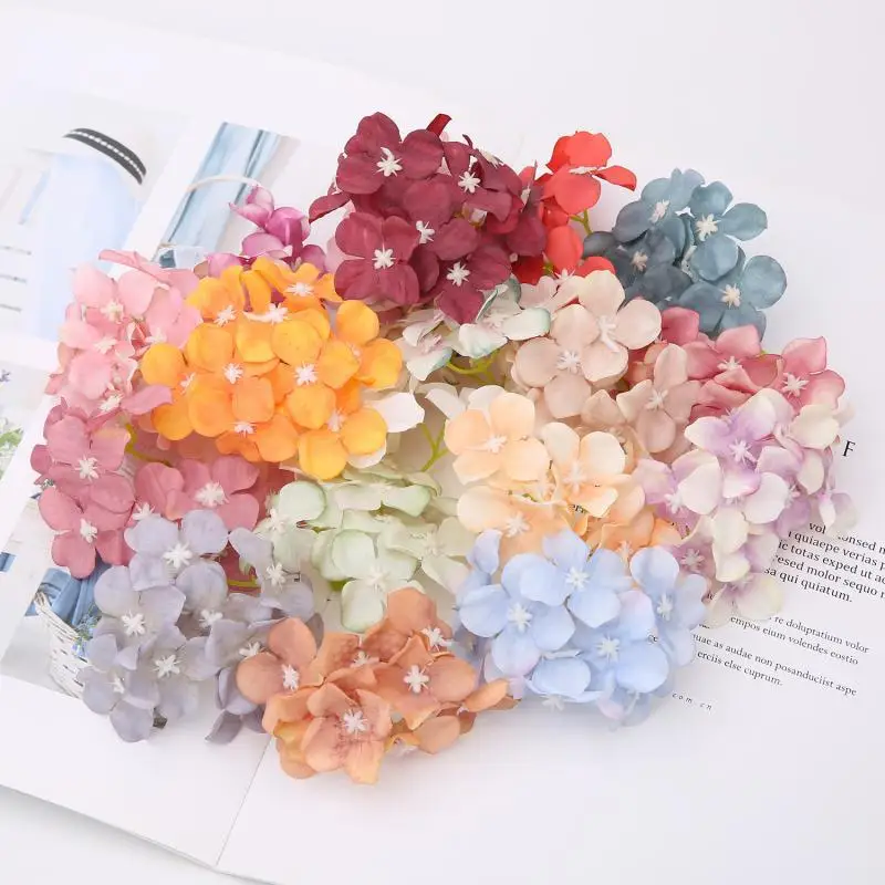 5 PCS 8cm Silk Flower Hydrangea Flower Headwear Hair Accessories Accessories Wedding Flower Wall Decoration