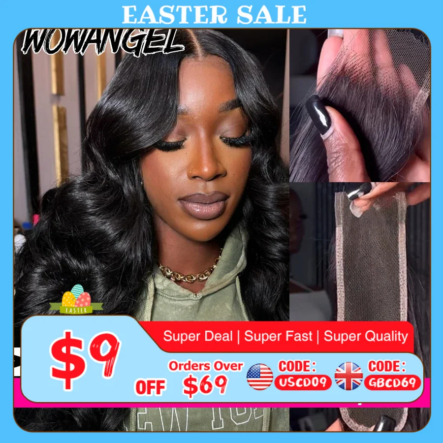 2x6 HD Chiusura in pizzo Solo onda del corpo Capelli umani Pre pizzicati Skinlike Separazione profonda Chiusura Kim K Invisibile Merletto svizzero Capelli Remy