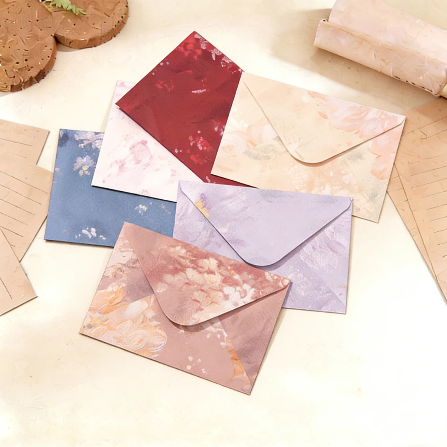 

Vintage Spring Floral Paper Envelopes Embossed Flower Texture Envelopes for Thank You Notes Anniversary Wedding Invitations