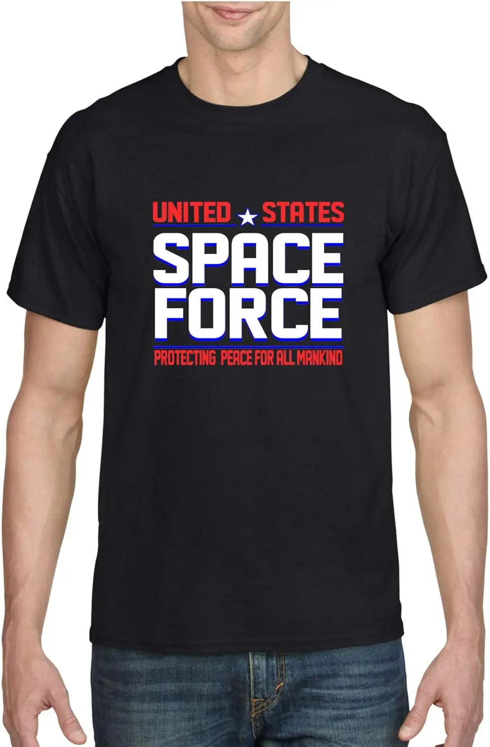 ALLNTRENDS Men's T Shirt United States Space Force USA Love Spaceship Tshirt