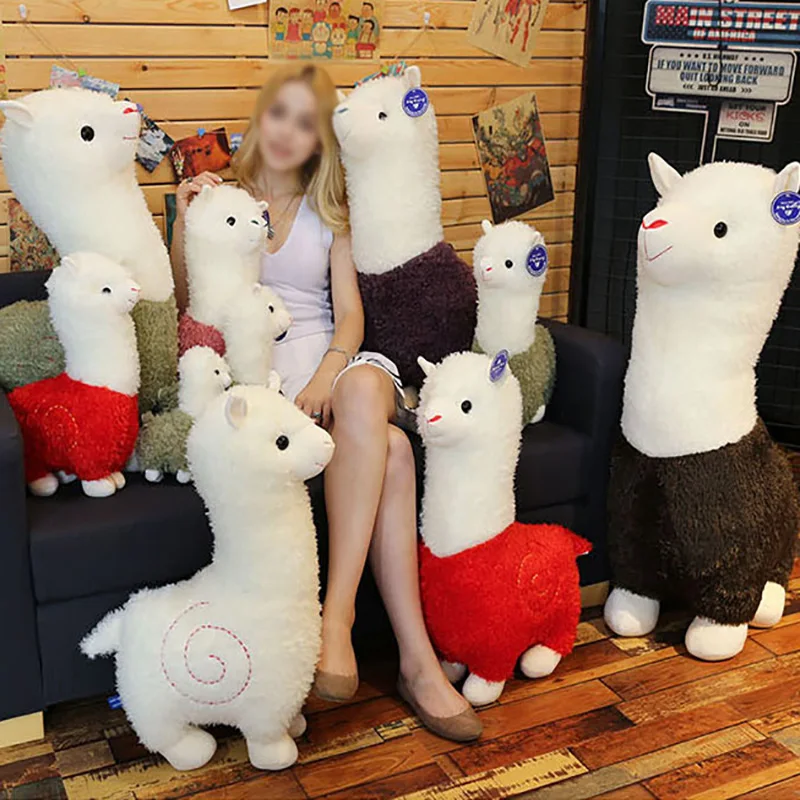 YOMDID 1Pcs Cute Alpaca Plush Cushion Kawaii Stuffed Cushion 28/38/46/50cm Cartoon Alpaca Doll Children Kids Christmas Gift