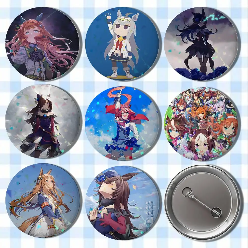 

Uma M-Musume Pretty Derby Badges Button Round Creative Pin Brooch Badge Bag Decor Accessories Fans Collect Friends Gifts