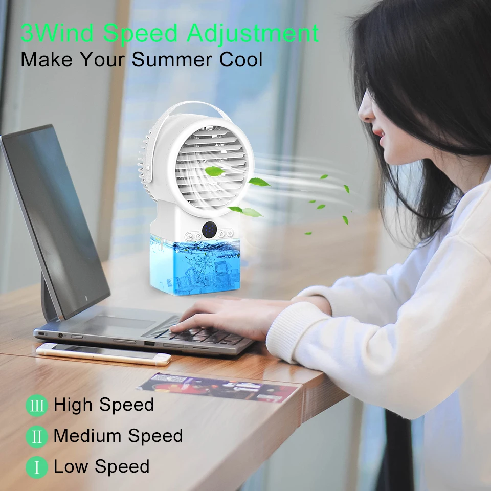 2 1 Solar portable air conditioner cooler 3 speed 7 color light garage hotel water shortage protection brand new view 4