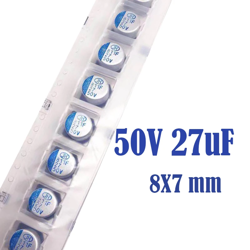 

(10-100 шт.) 50V27UF 8X7mm SMD твердотельный конденсатор/полимерный конденсатор 27uf 50V