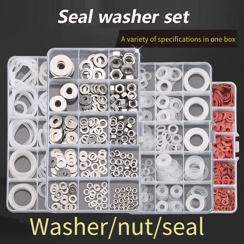 

110~270pcs 304/316 A2 Stainless Steel Flat Washers Set Nylon White/Black Meson Metal Plain Washer Ring Gasket Assortment Kit