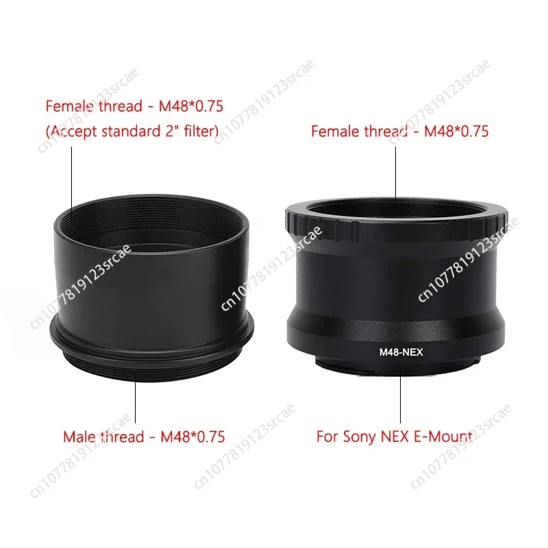 2 Inch T2(M48) Telescope Adapter Ring Mount Set Camera Accessory For Sony NEX E-Mount Mirrorless Camera A7R/NEX 7 Ect.