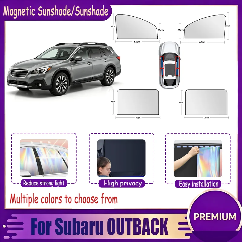 For Subaru OUTBACK ,Magnetic Side Window Sun Shade Titanium Silver Opaque Full Cover, Laser UV-Protective Film,Heat Block.