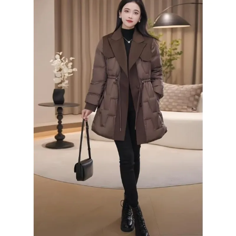 Winter Bestseller Features A Stylish Woolen Patchwork Fleece and Thickened Blazer A Mid-length Slimming Cotton-padded Jacket
