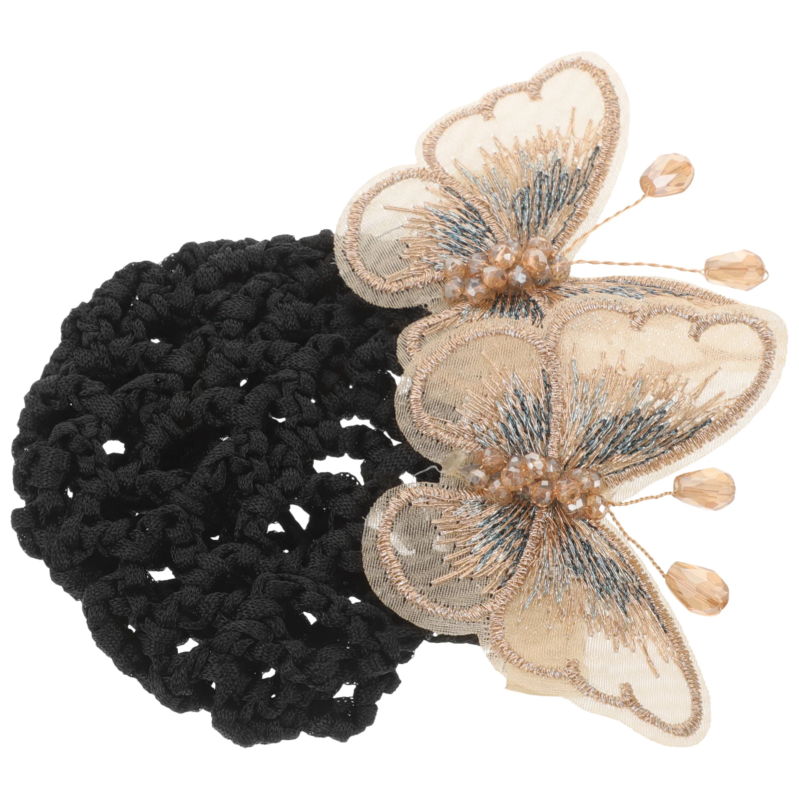 

Elegant Hairnet Headwear Women Bun Cover Elastic Net Juansha Embroidery Accessory Nurse Hairstyle Professional Hair Bun Net Clip