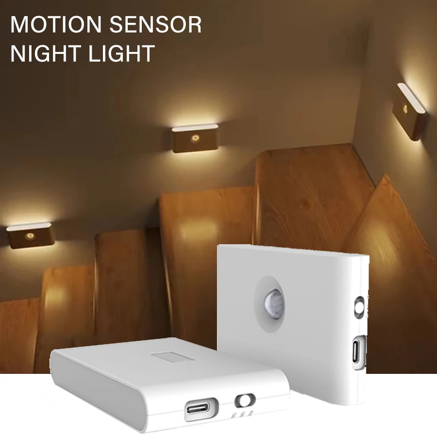 Motion Sensor LED Night Light USB Rechargeable Lamp Up and Down Wall Night Lights Bedroom Decoration Corridor Cabinet Lighting