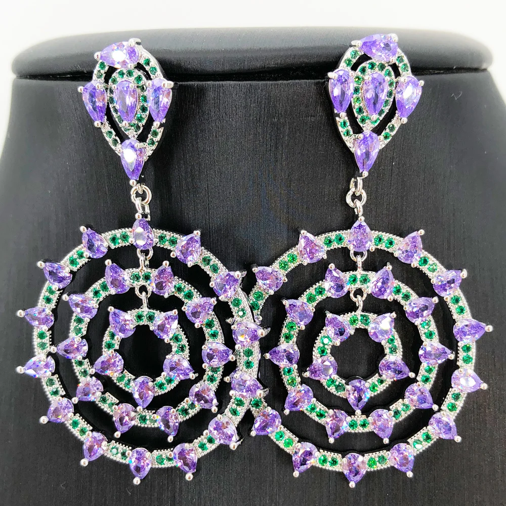 

Missvikki High Quality Shiny Round Skeleton Pendant Dangle Earrings For Women Bridal Wedding Daily Party Show Fashion Gift