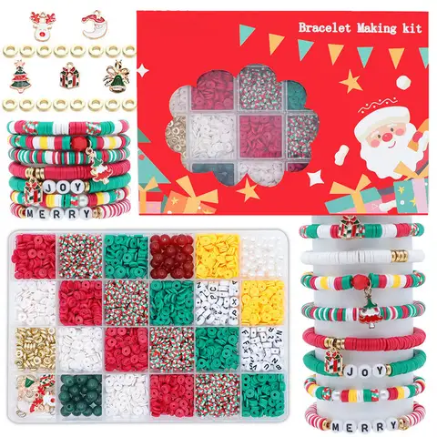 Christmas Bracelet Making Kit Friendship Beads Clay Beads Jewelry&Bracelet Making Kit Charm Bracelet Maker Set Christmas Gift