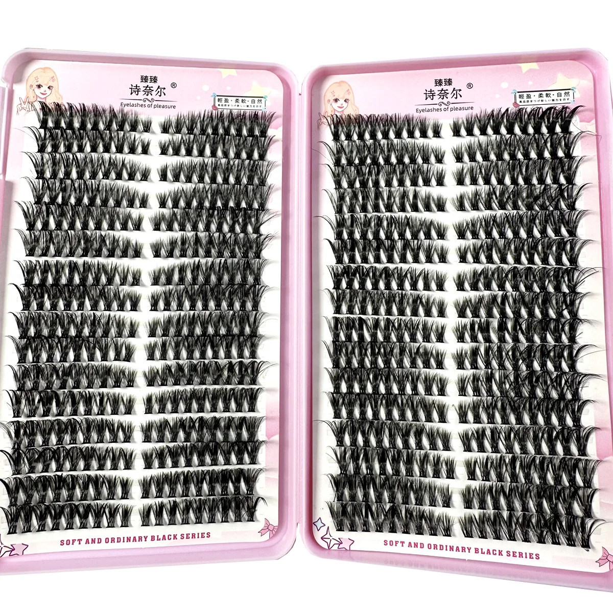 10/32 Reihen Flauschige Wimperncluster Dickes Volumen Wimpernclusterverlängerungen 50D Links/Rechts Einzelwimpern Katzenaugen-Wimpernverlängerung – Detail 1