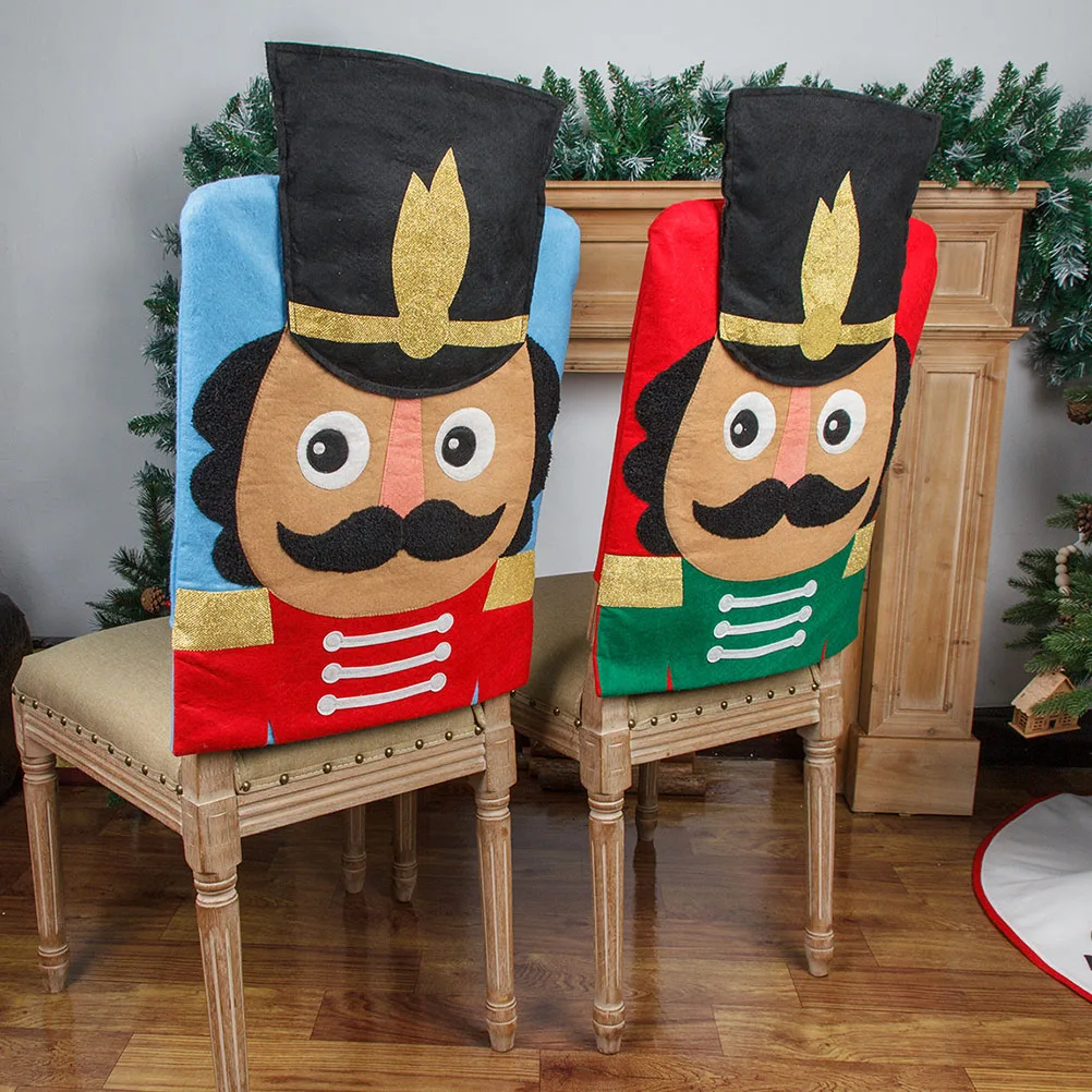 

2 Pcs Nut Cracker Chair Covers Nutcracker Christmas Decor Crackers Dining Slipcovers Nutcrackers Back