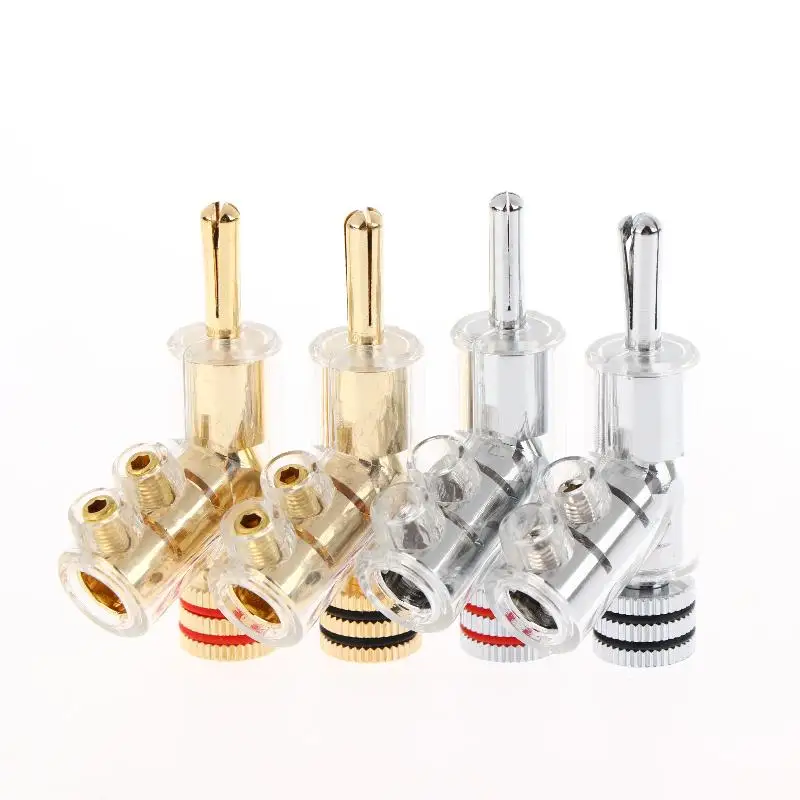 HIFI Banana Plug Connector-24KGold/Rhodium Plated Self-Locking Speaker Cable Terminals for Audiophile Systems