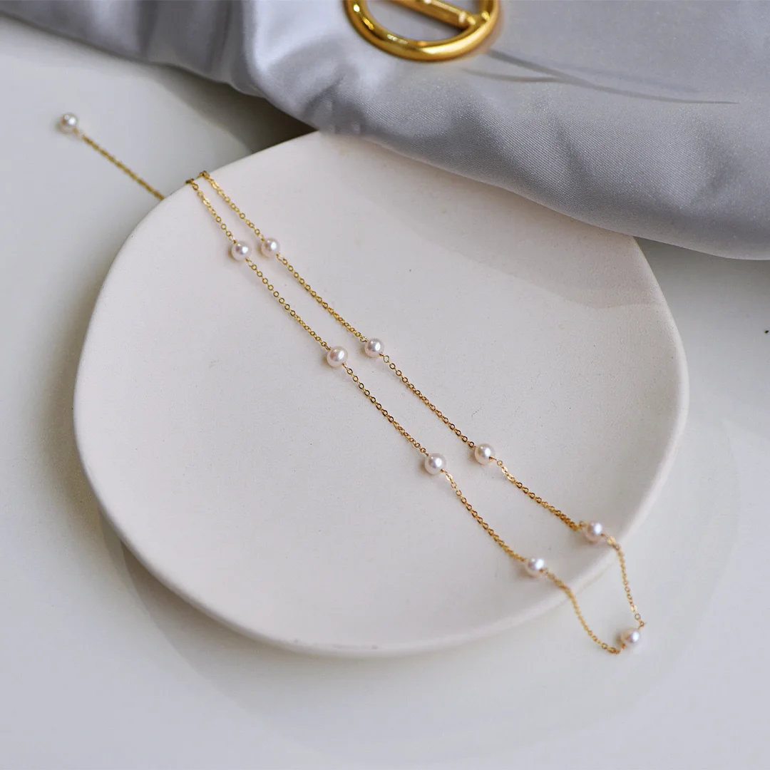 Hot Sale Four Leaves yellow pearl Necklace 925 Sterling Silver Jewelry 18k gold chain for Ladies Party Favo image 5