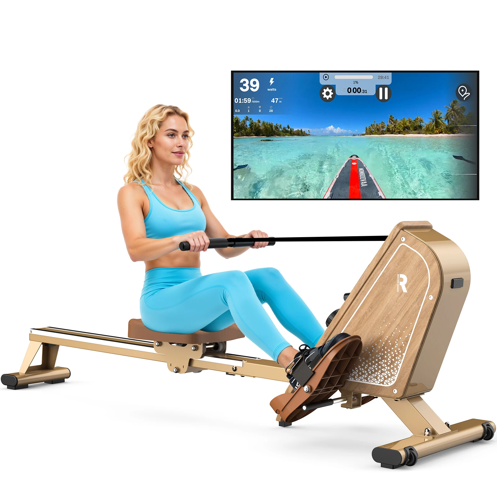 Fysiq OR3 Heim ruder gerät, magnetisch, Bluetooth-Monitor, 16 Widerstands stufen, 150kg Kapazität, vertikaler Speicher