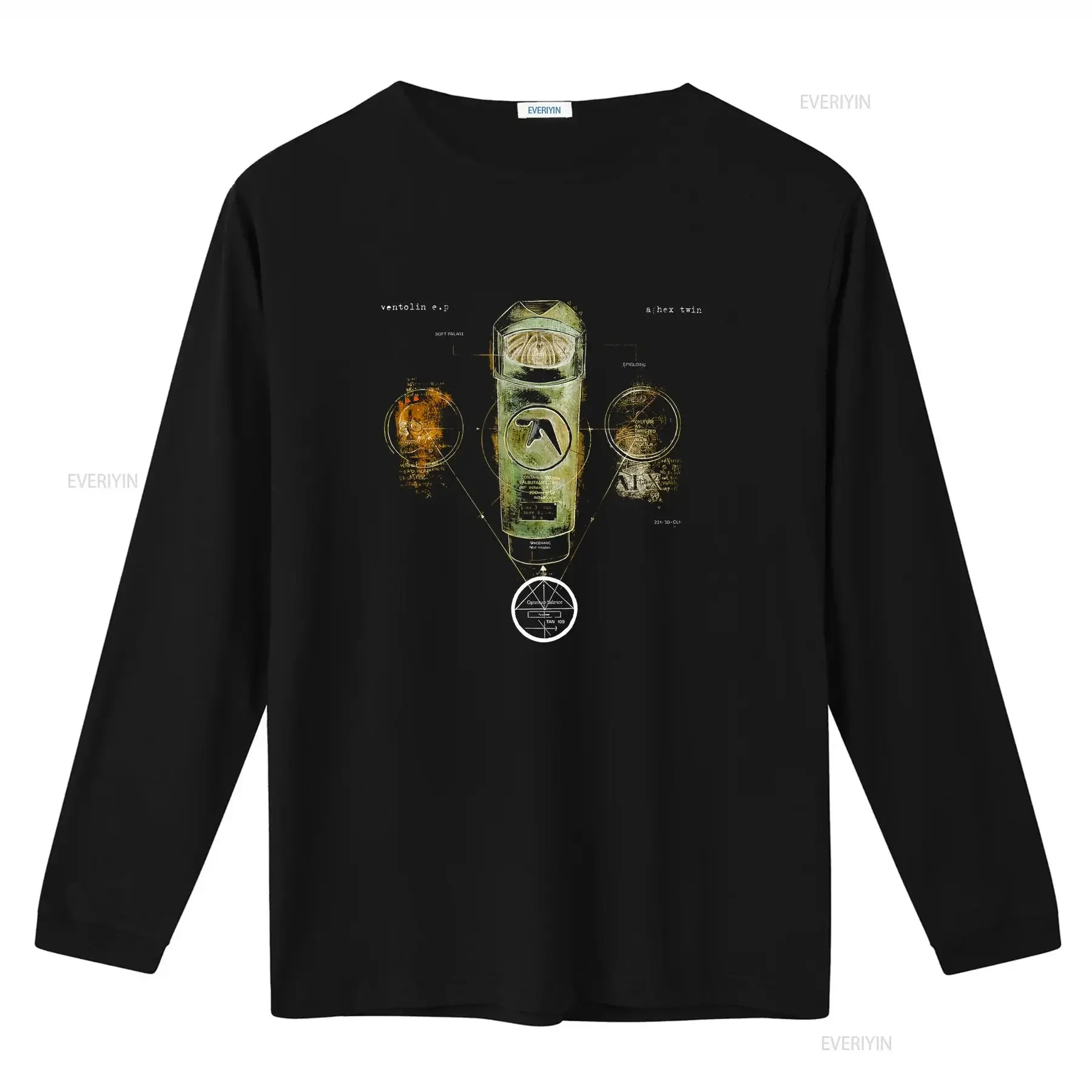 تي شيرت Aphex Twin Ventolin بأكمام طويلة أو قصيرة عتيق مغسول ومريح وناعم ورسومات عصرية للجنسين ملابس خروج