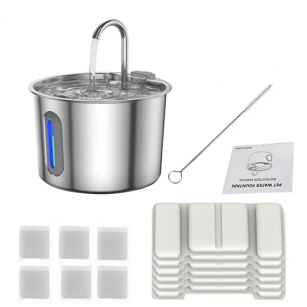 2.2L Stainless Steel Pet  Automatic Water Fountain Cat Dog