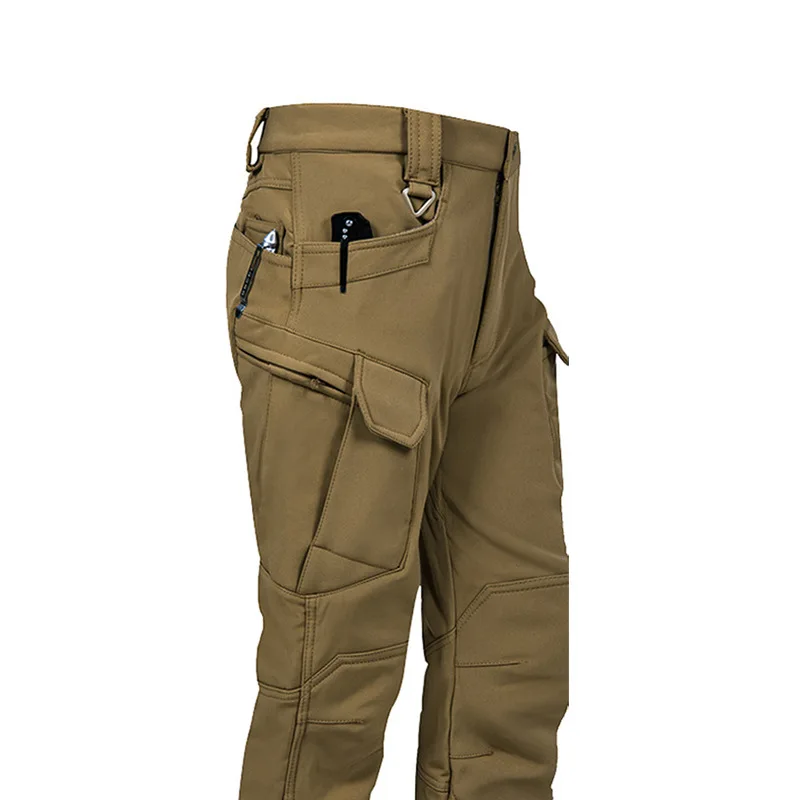 Mens Outdoor Assault Pants Soft Shell Tactical Fleece Warm Casual Work Thickened Mountaineering Trousers