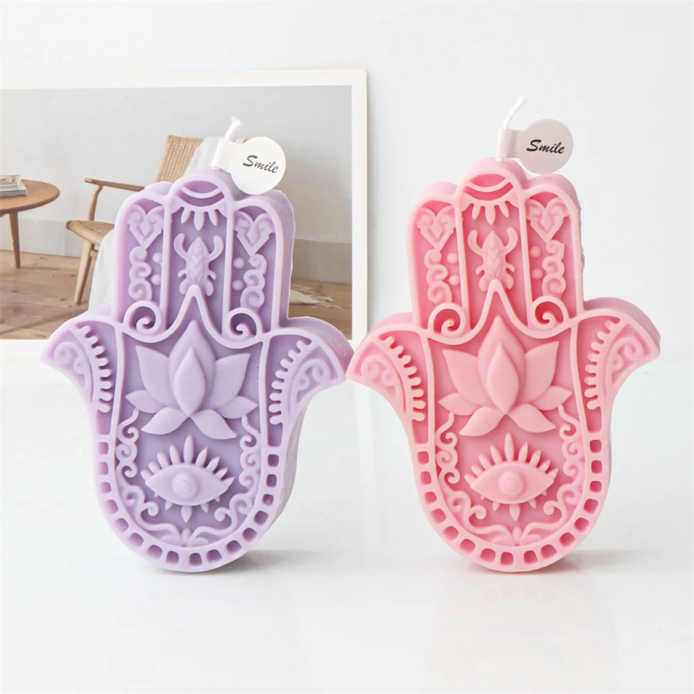 Lotus in the Palm Silicone Candle Mold Fatima Mascot Lucky Hand Shaped Silicone Mould For Soap Resin Candle Making Supplies Tool