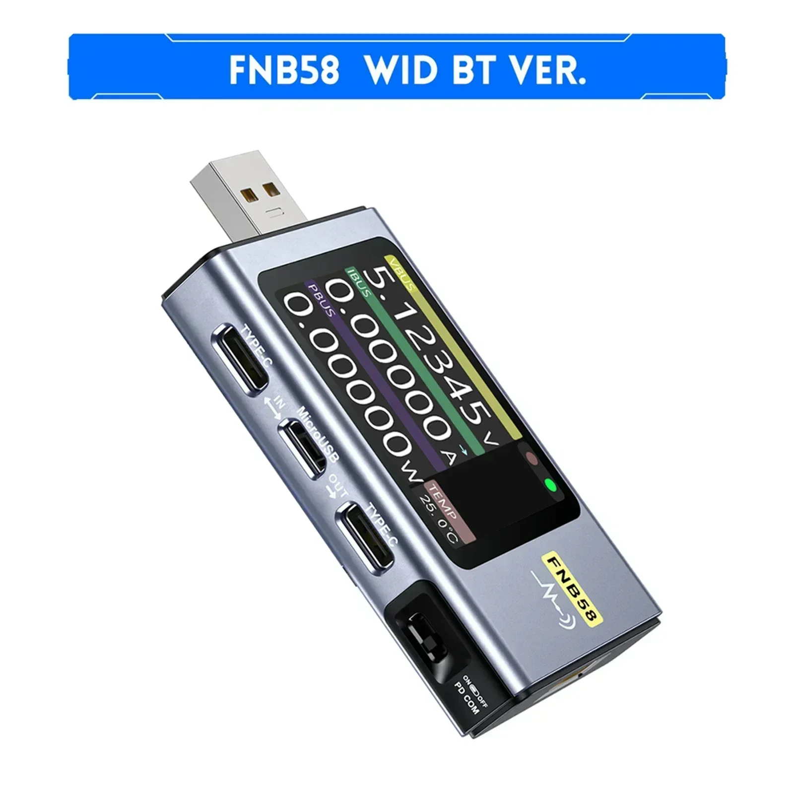 For FNIRSI FNB58 USB Voltage Tester Current Detection Meter USB Power Multimeter 4-28V 7A For Electrician Supplies Accessories