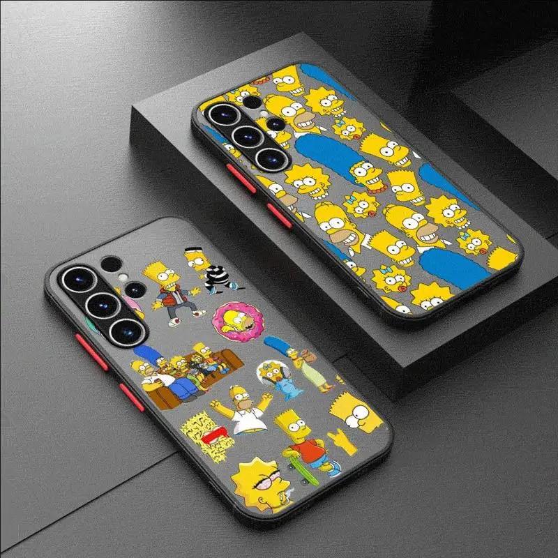 The Simpsons Homer Matte Case For Samsung Galaxy S24 S22 S23 S20 S21 FE S10 Plus Capa Note 20 Ultra 10 Lite Phone Fundas