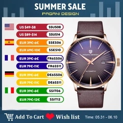 2026 New PAGANI DESIGN Men's Watches Fashion Sports Gold Watch For Men Automatic Mechanical Wristwatches Men Waterproof Leather