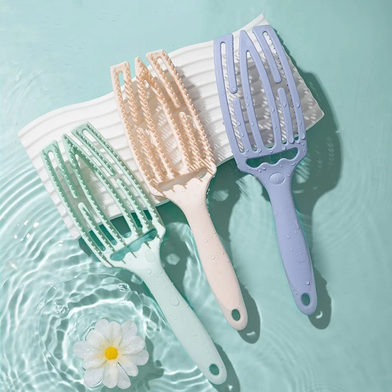 

Полая массажная расческа для сухой и влажной уборки двойного назначения, эластичная отшелушивающая щетка для волос, гладкие волосы без завязывания, расческа для укладки с высоким черепным гербом