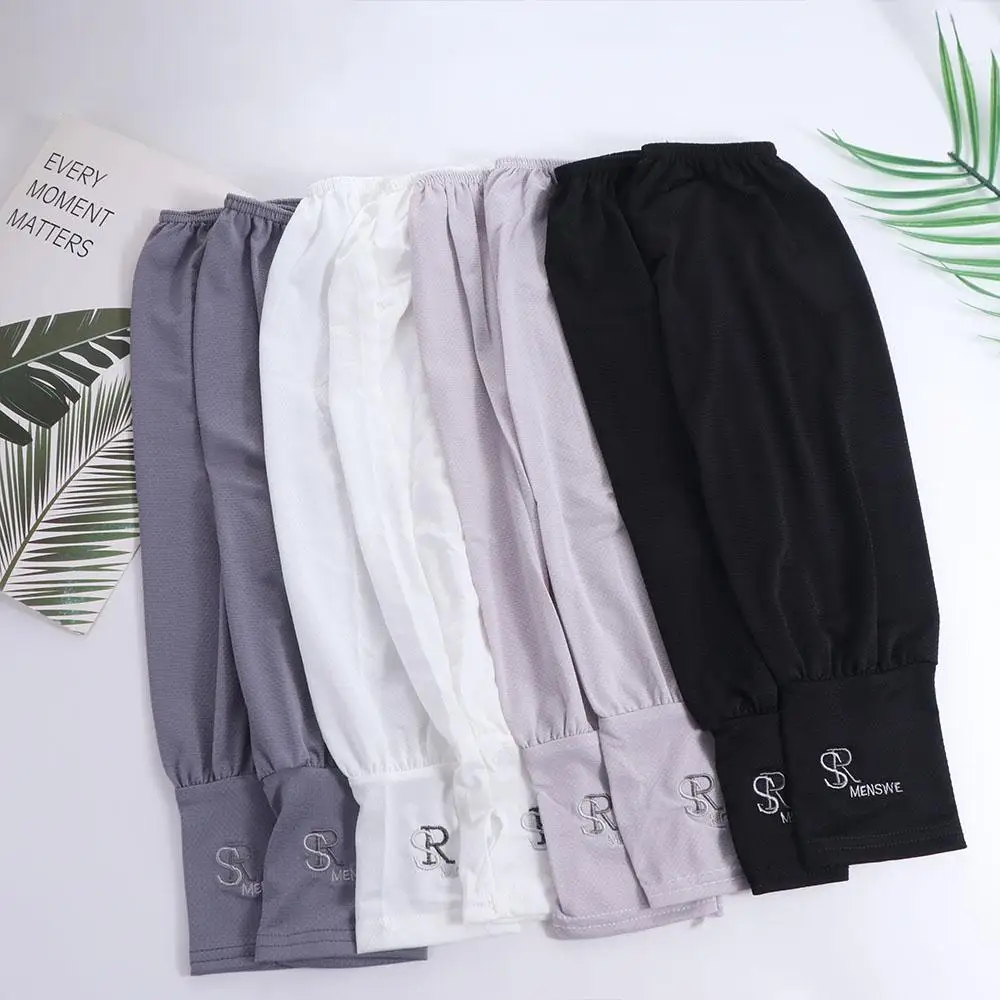 

Thin Solid Color Ice Silk Sleeves Letter Anti-UV Sunscreen Sleeve UV Insulation Driving Gloves Sun Protection Cover Driving