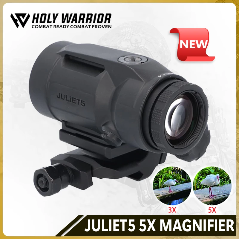 2024 NEW JULIET5 5x24mm 5x Magnifier W/ QR Mount Rifle Scope Red Dot Sight Spotting Scope for Rifle Hunting