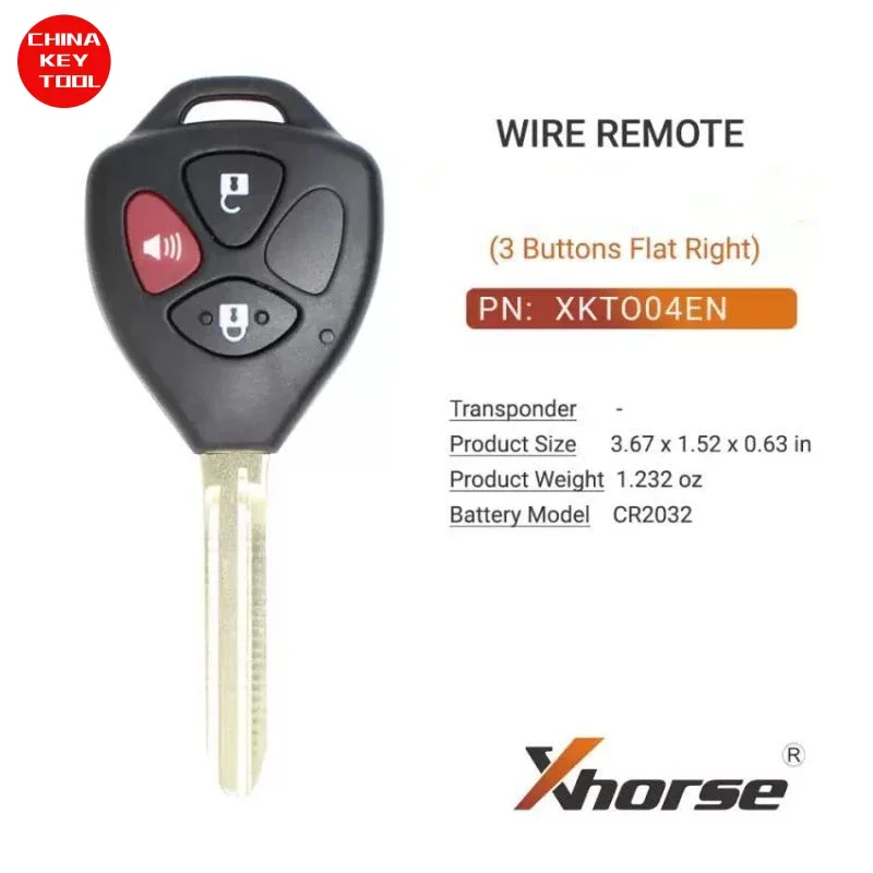 1PCS Xhorse Wire Remote Key For Toyota Style Flat Right 3 Buttons XKTO04EN