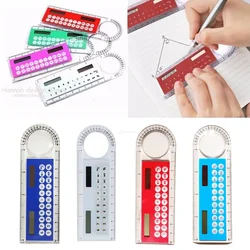 Mini Portable Multifunction Colorful Student Ruler Calculators Portable Solar Energy Counters Random Color Student Calculator