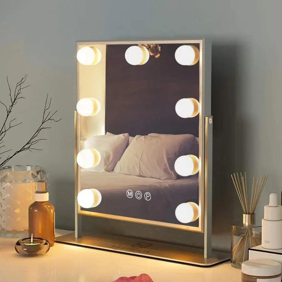 

Vanity Mirror with Light Lighted Makeup Mirror Vanity Makeup Mirror Smart Touch Control 3Colors Dimable Light Detachable 10X Ma