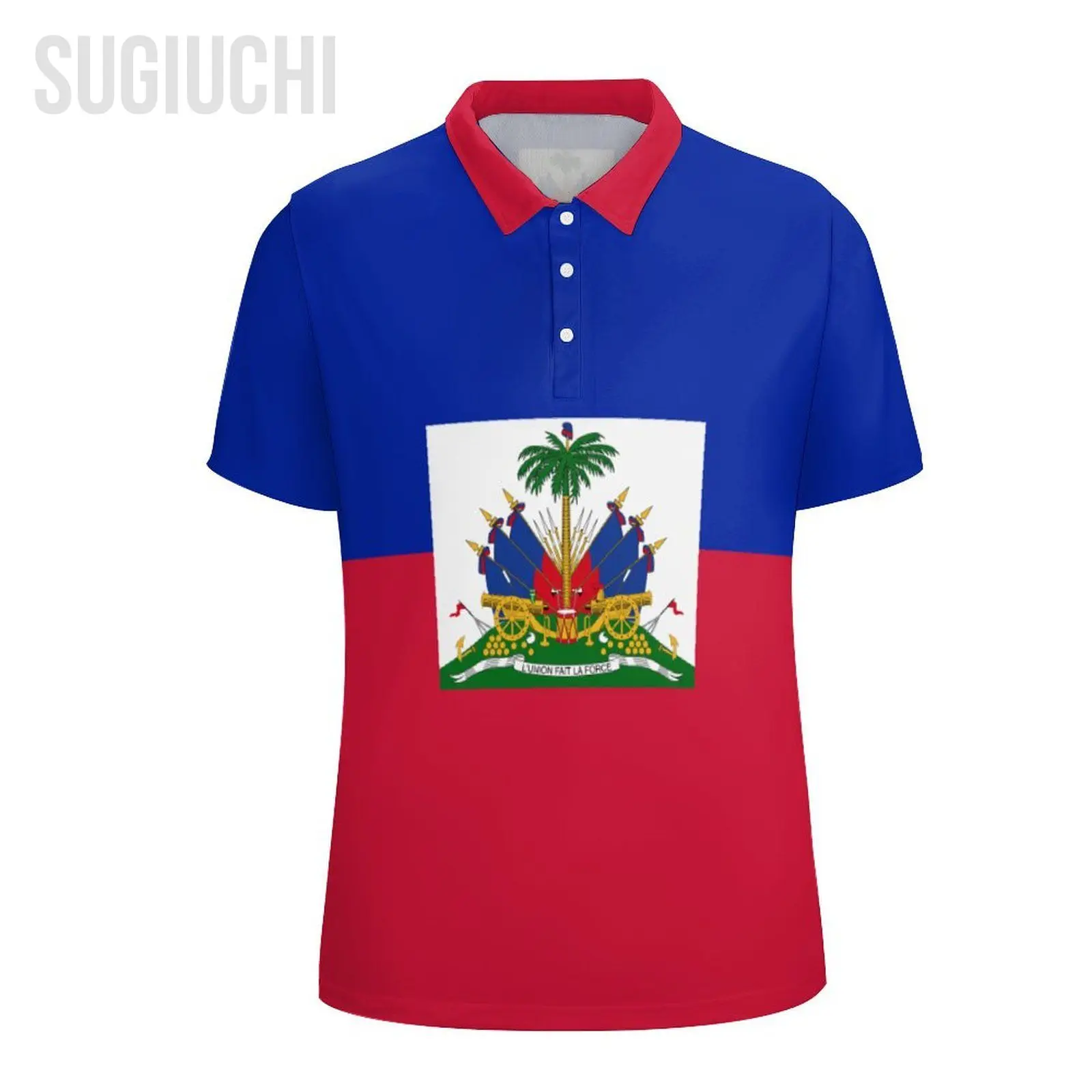 Unisex Polo Shirt Haiti Flag Emblem 3D Print Man Polo Fashion Clothing Tracksuits Short Sleeves