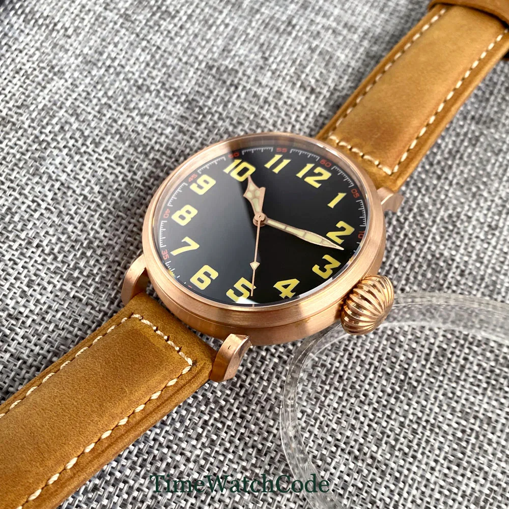 Tandorio Vintage Automatic Watch for Men NH35A PT5000 Movt CUSN8 Solid Bronze 47mm 100m Waterproof Sapphire Crystal Luminous